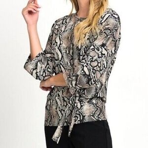 Joseph Ribkoff Snakeskin Tie Front Blouse Top